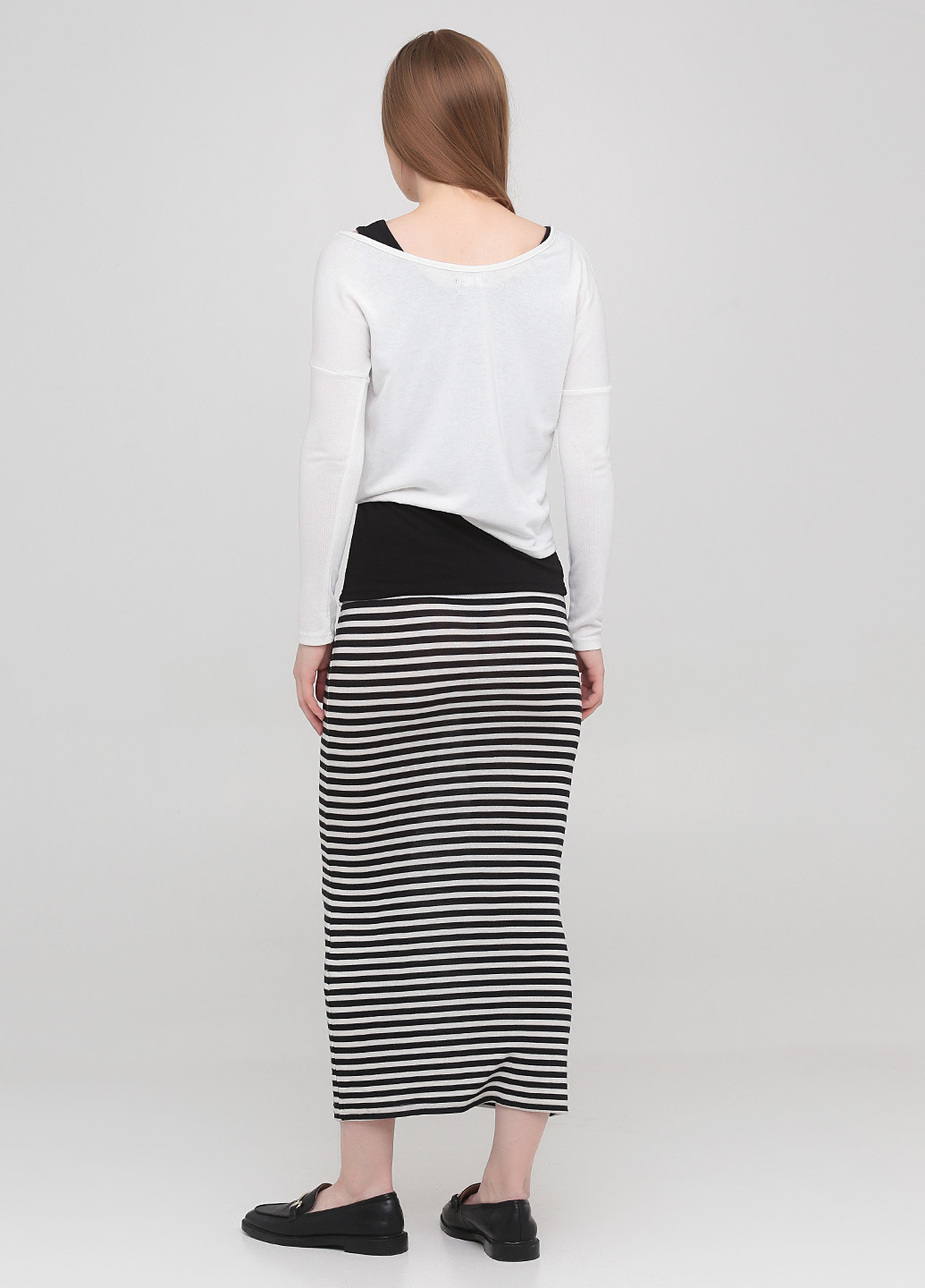 Чорно-білий демісезонний комплект (сукня, лонгслів) Only