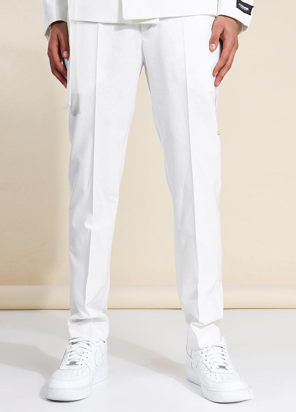 Белые кэжуал демисезонные прямые брюки Boohoo