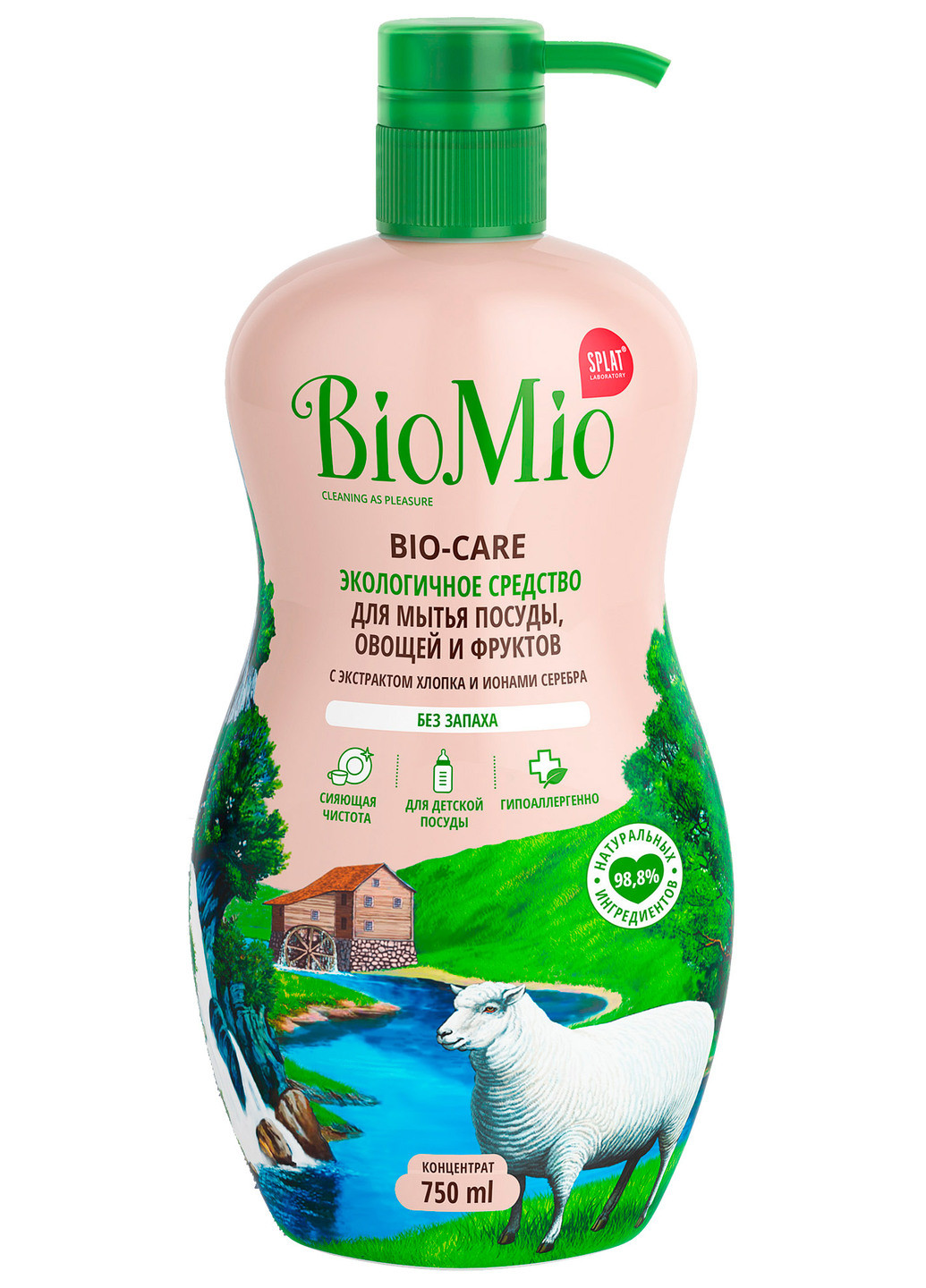 Экологичное средство для мытья посуды, овощей и фруктов с экстрактом хлопка Bio-Care 750 мл BioMio (199238120)