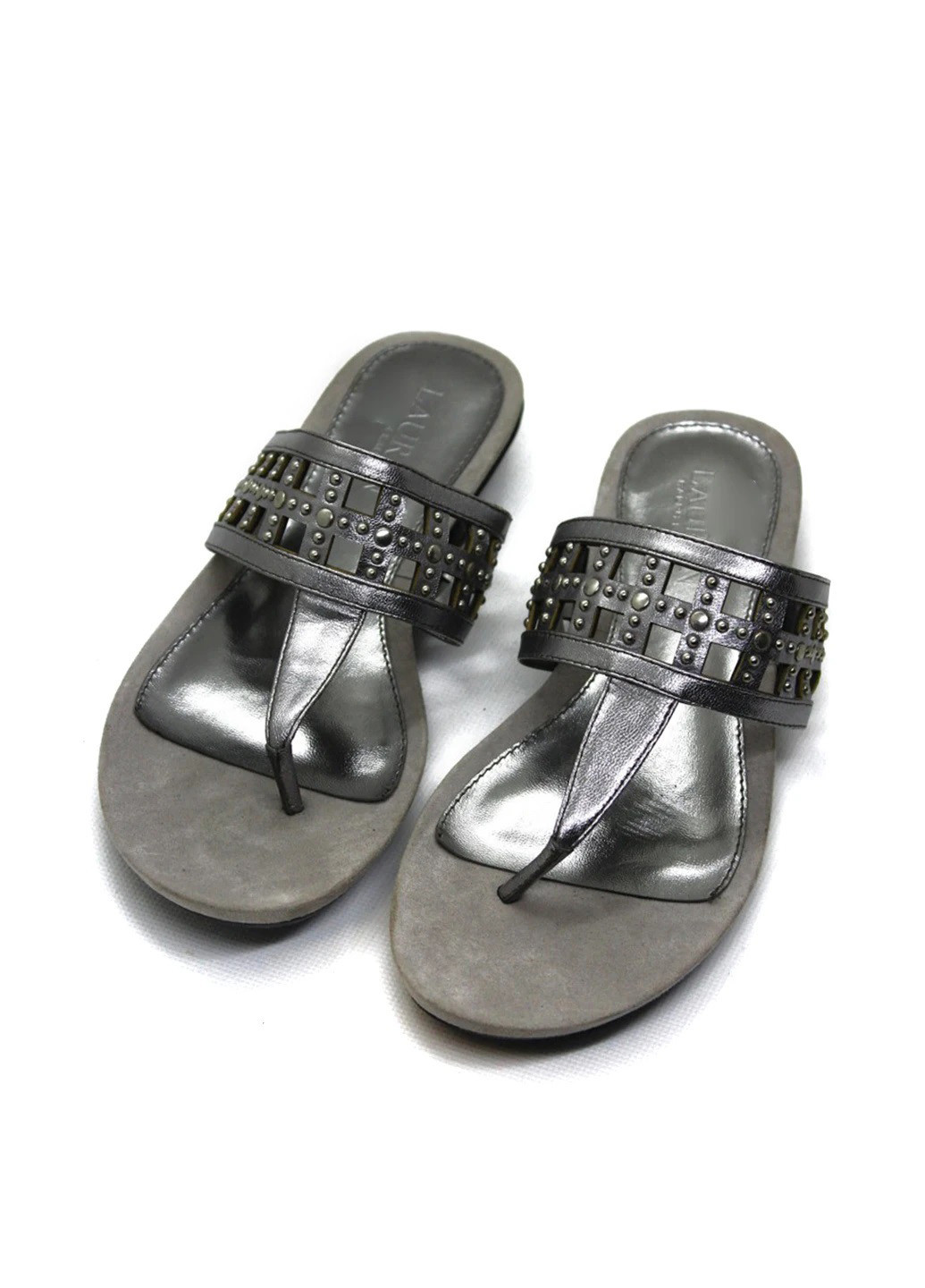 Серебряные кэжуал вьетнамки Ralph Lauren с заклепками