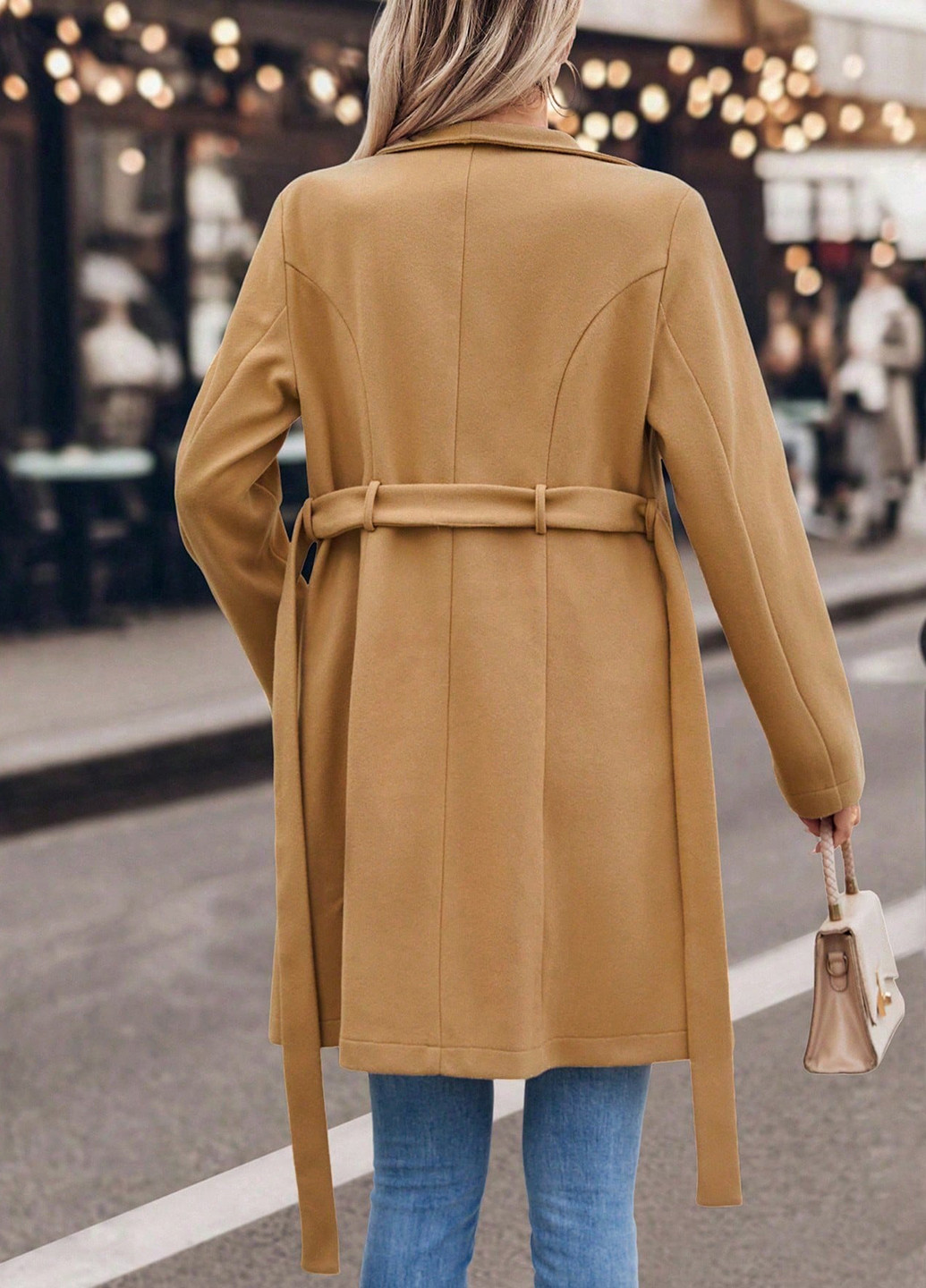 Песочное демисезонное Пальто однобортное SHEIN