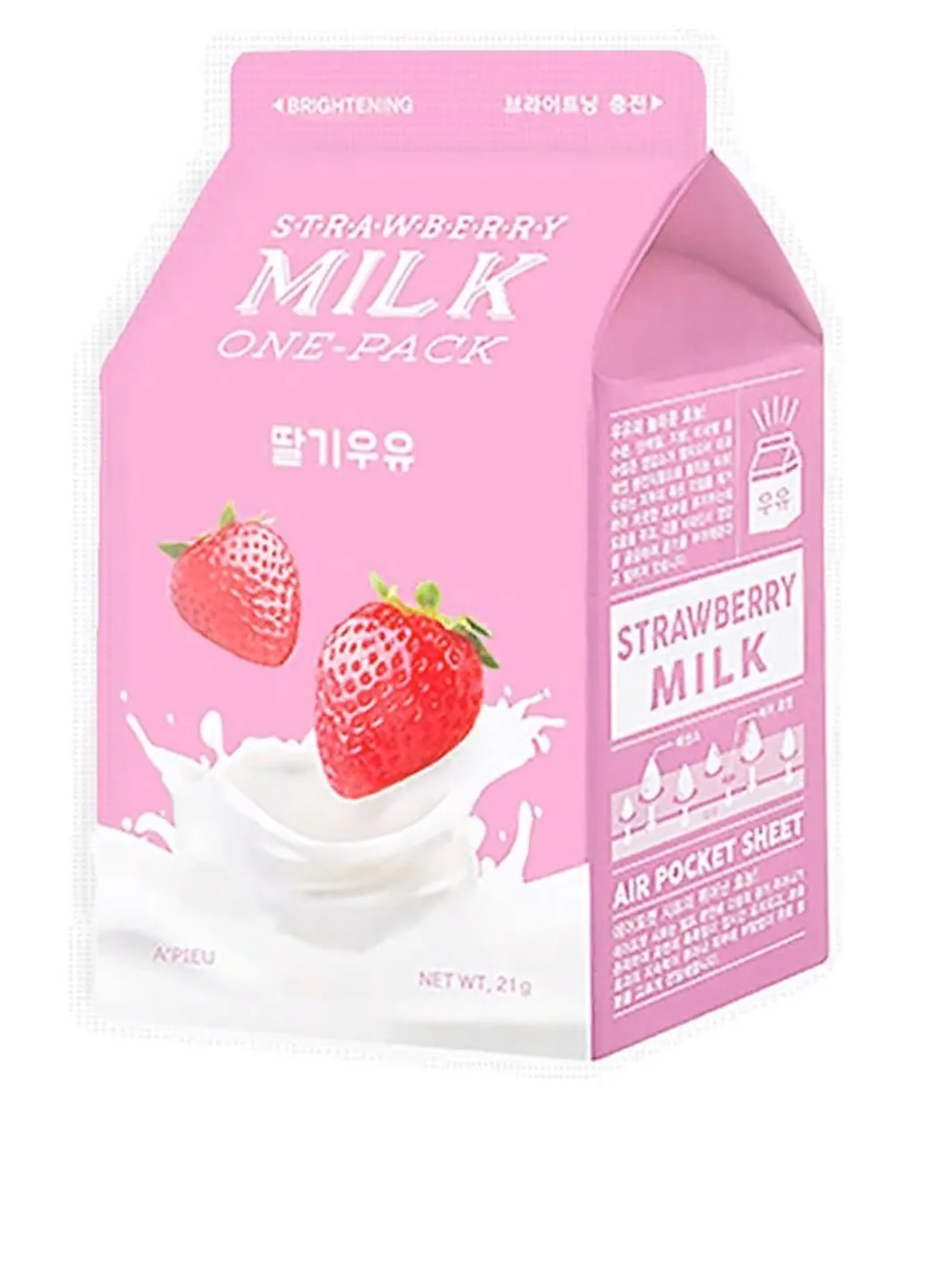 Питательная тканевая молочная маска для лица "Клубника" Strawberry Milk One-Pack 21 мл (8806185780254) A'pieu (154554897)