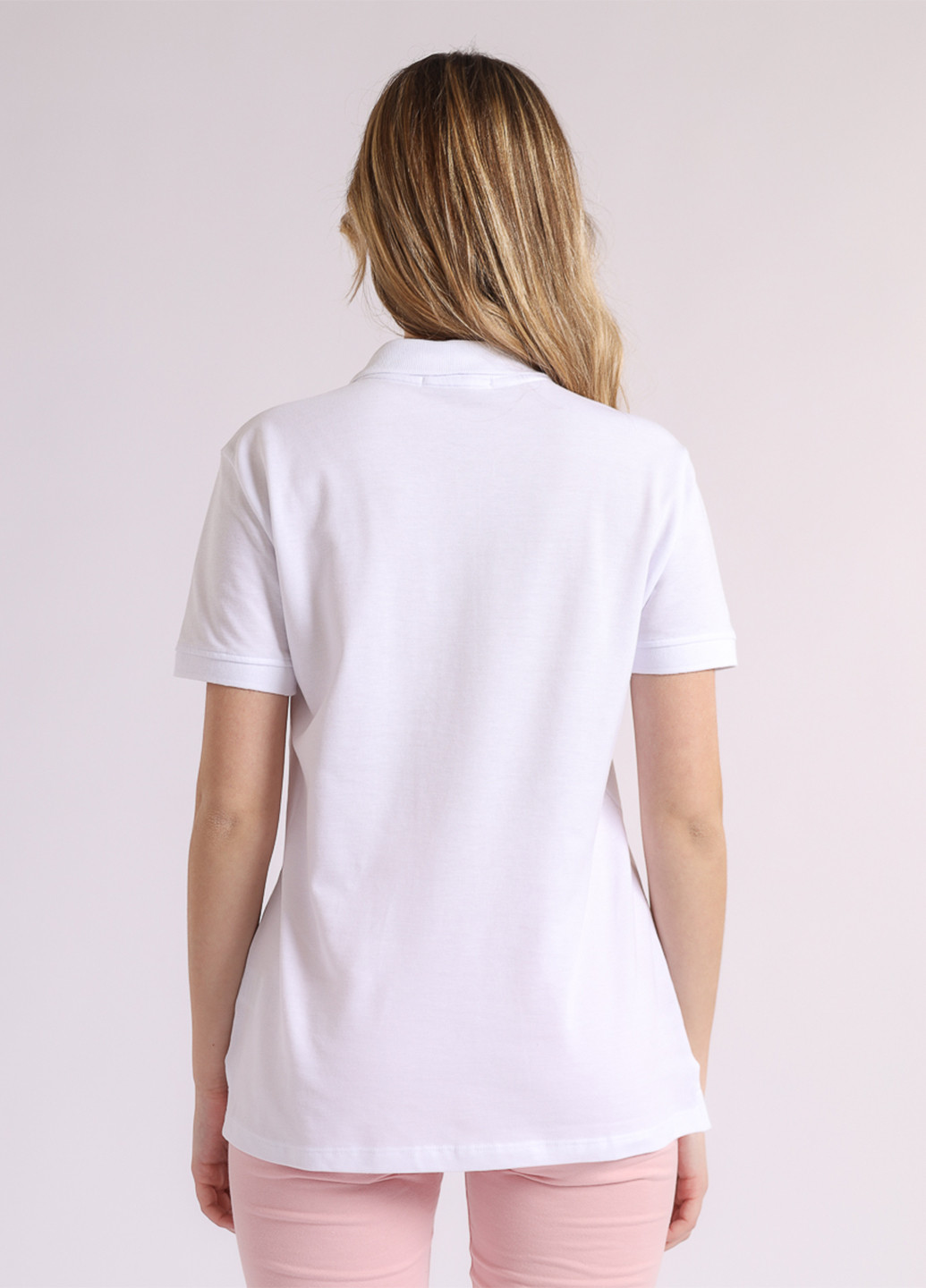 Белая женская футболка-поло BBL однотонная