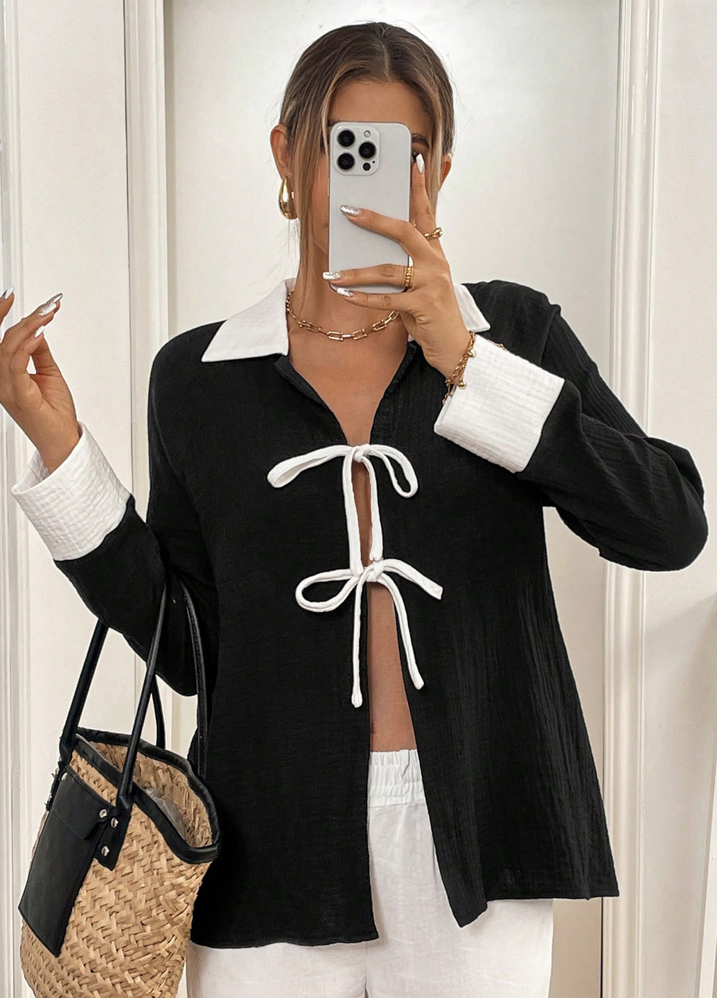 Чорно-біла блуза SHEIN