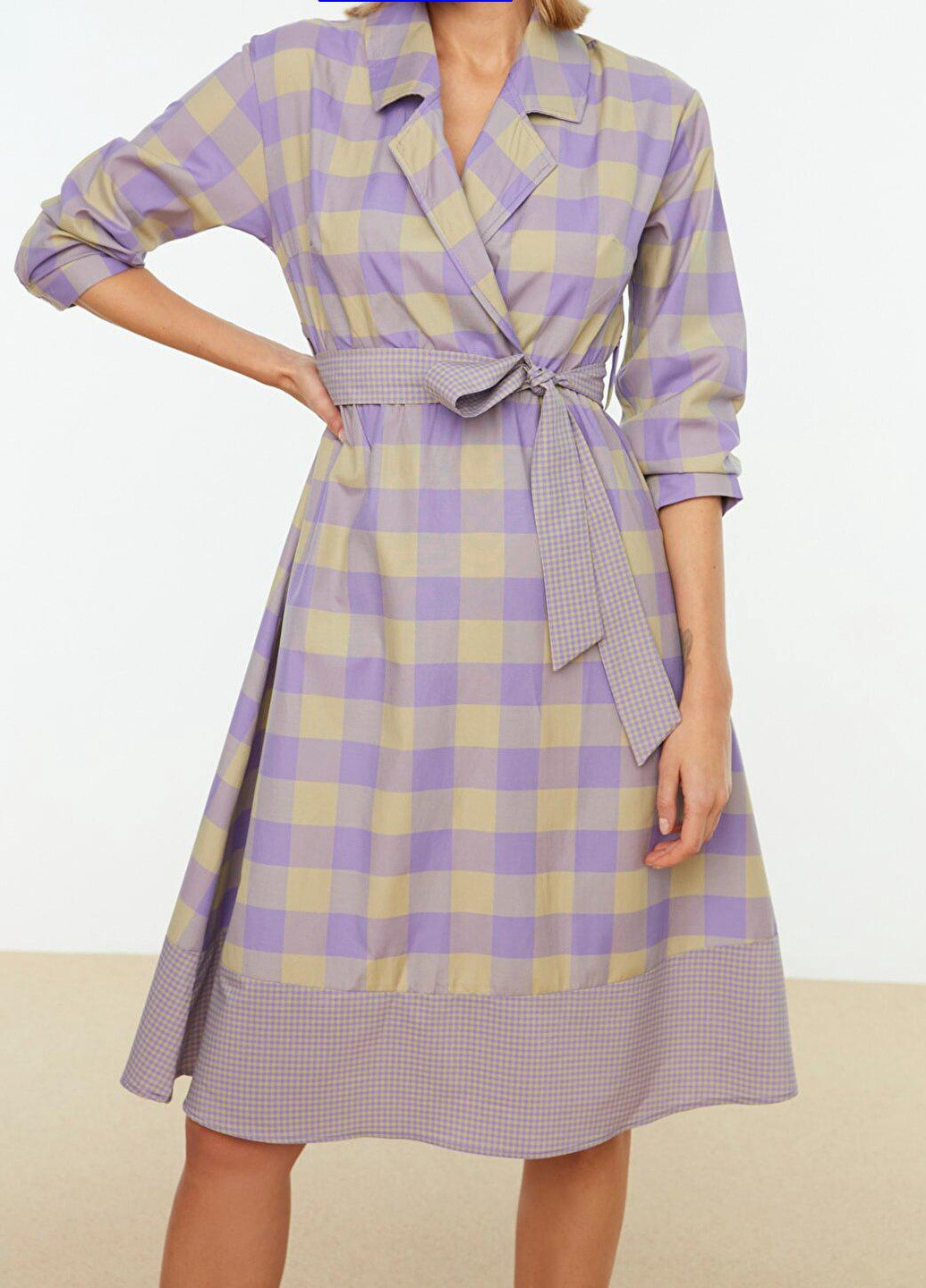 Бузкова повсякденний сукня AMORI в клітинку