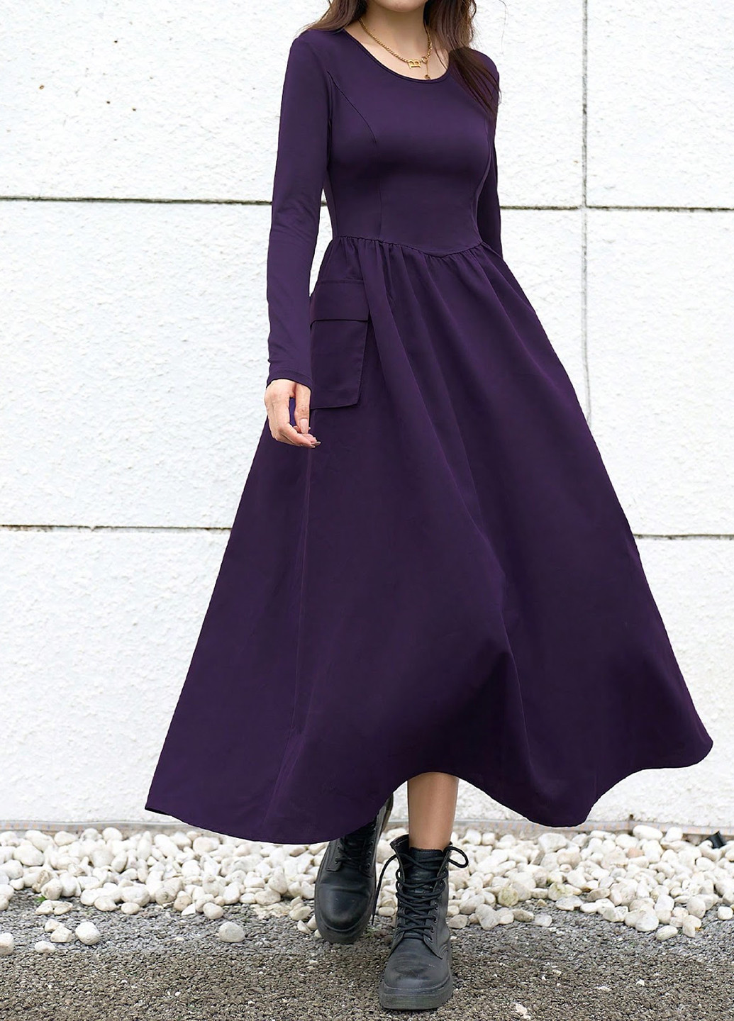 Фіолетова кежуал сукня кльош SHEIN однотонна