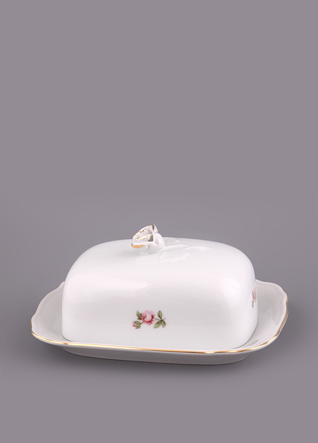 Маслёнка, 17х13х9 см Cesky Porcelan цветочная белая