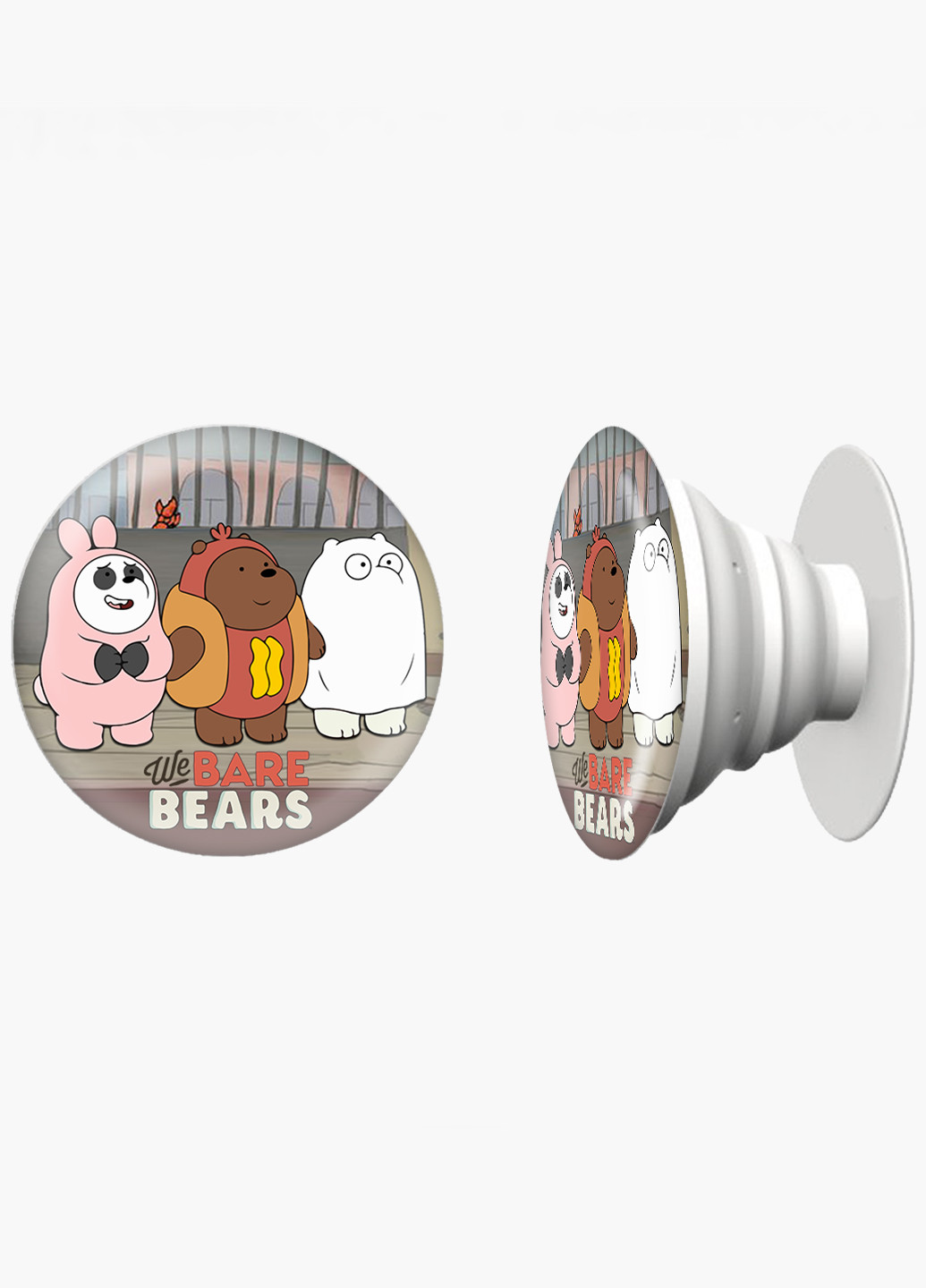 Попсокет (Popsockets) тримач для смартфону Вся правда про ведмедів (We Bare Bears) (8754-2905) Чорний MobiPrint (229014738)