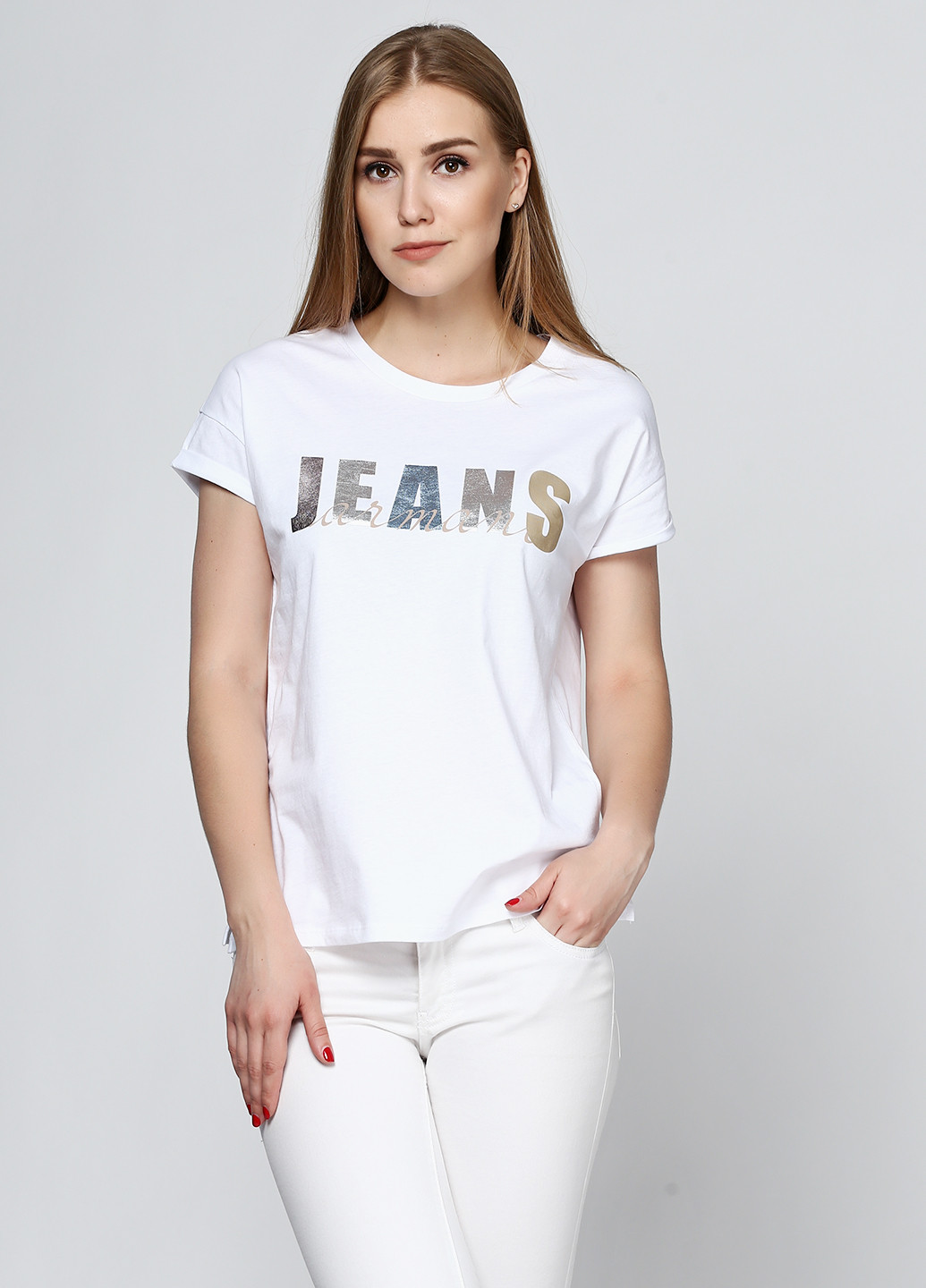 Белая летняя футболка Armani