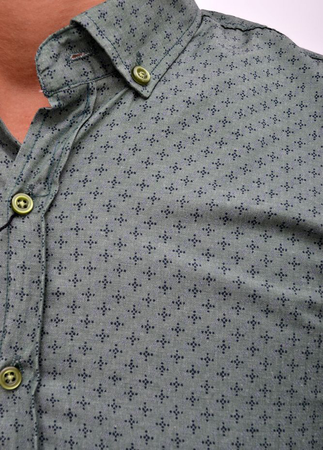 Зеленая кэжуал рубашка с геометрическим узором Time of Style