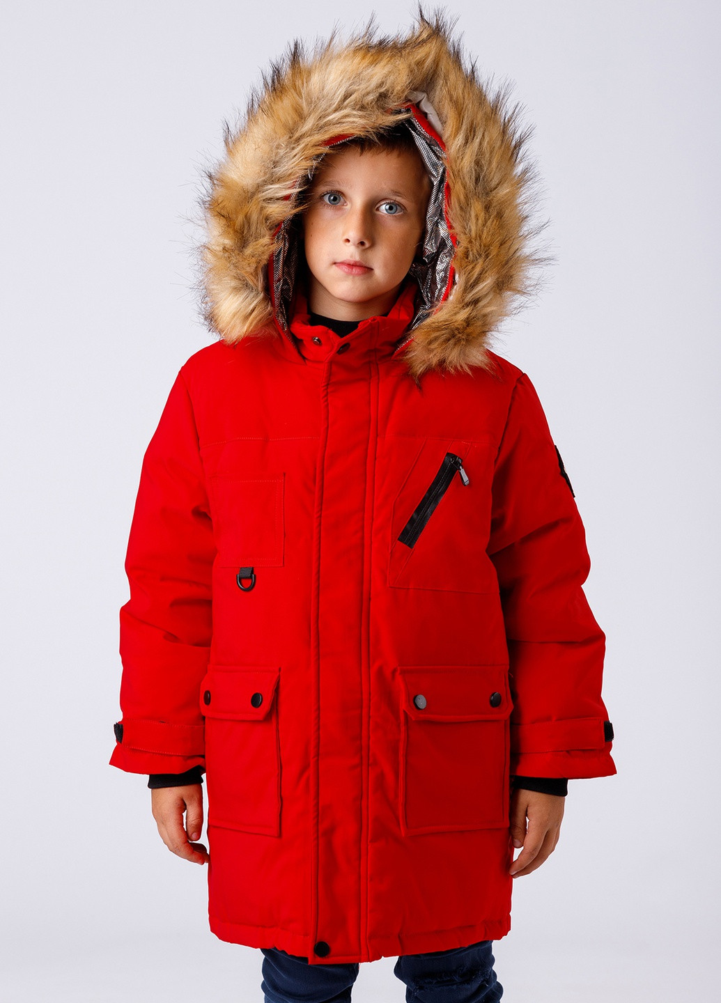 Красная зимняя пуховая зимняя куртка для мальчика DobraMAMA