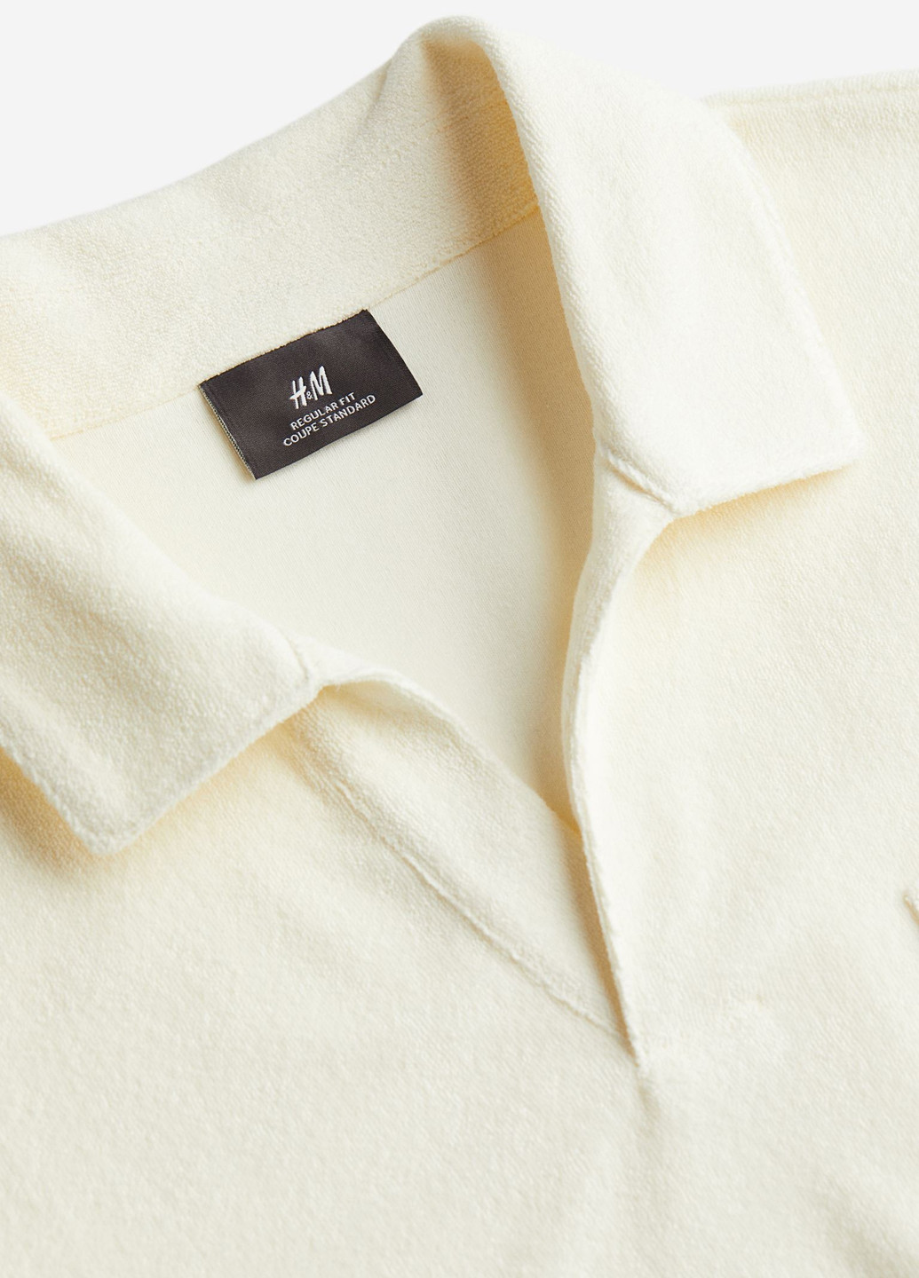 Кремовая футболка-поло для мужчин H&M однотонная