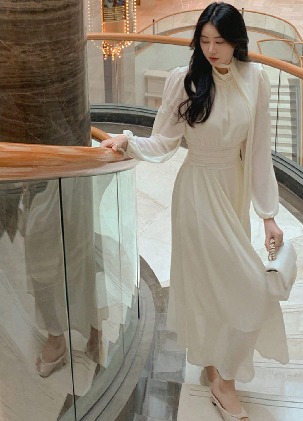 Кремова святковий, вечірня сукня кльош SHEIN однотонна