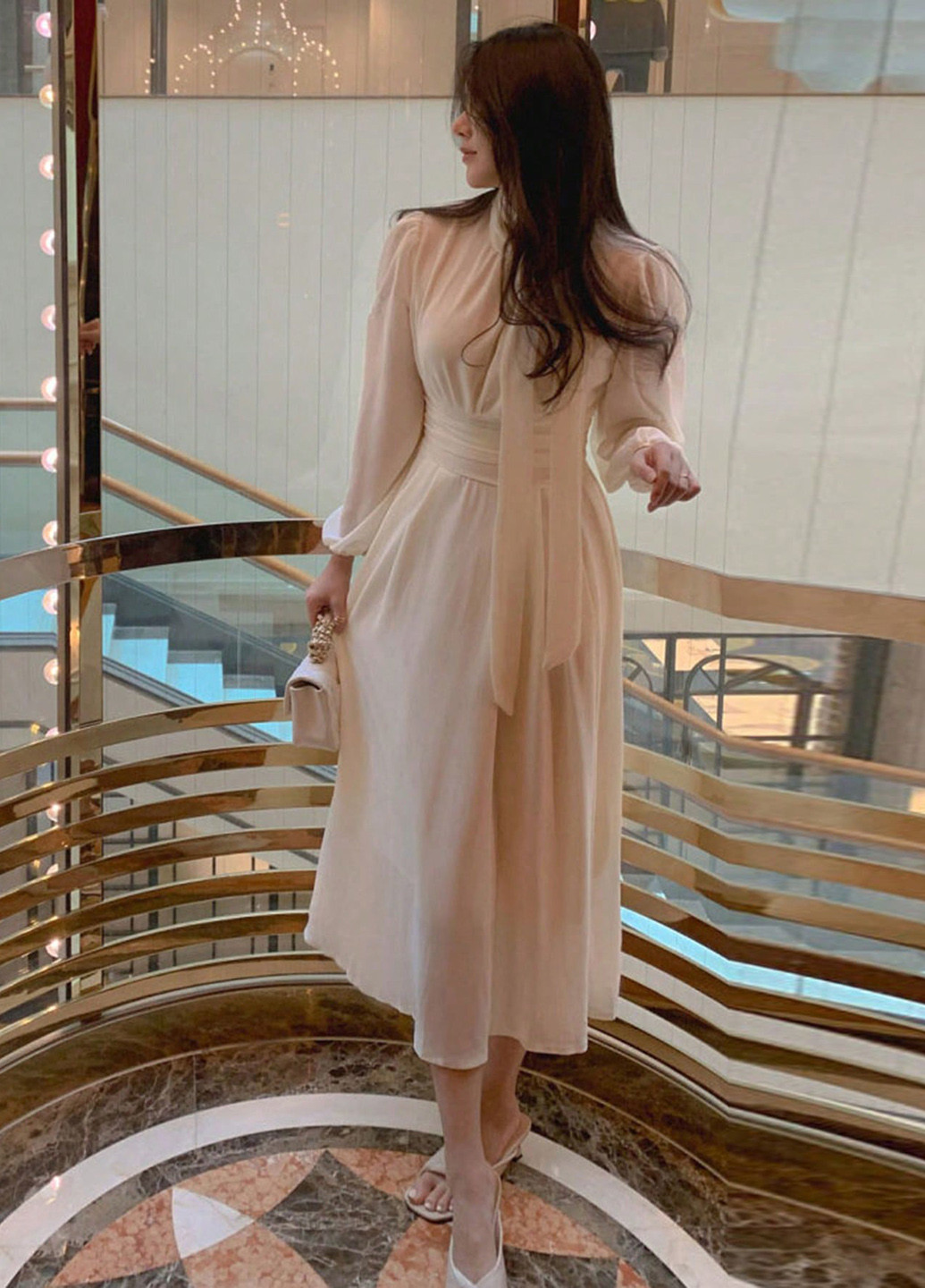 Кремова святковий, вечірня сукня кльош SHEIN однотонна