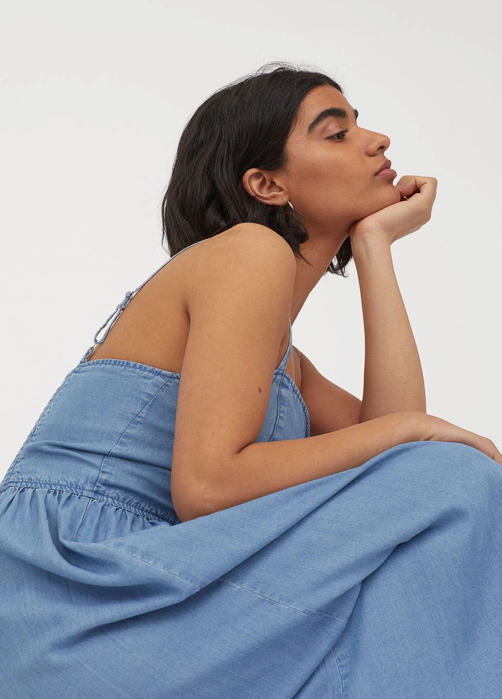 Блакитна кежуал сукня H&M однотонна