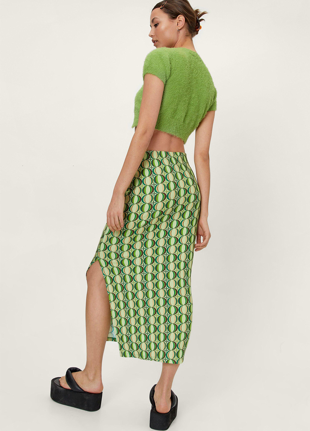 Зеленая кэжуал с геометрическим узором юбка Nasty Gal