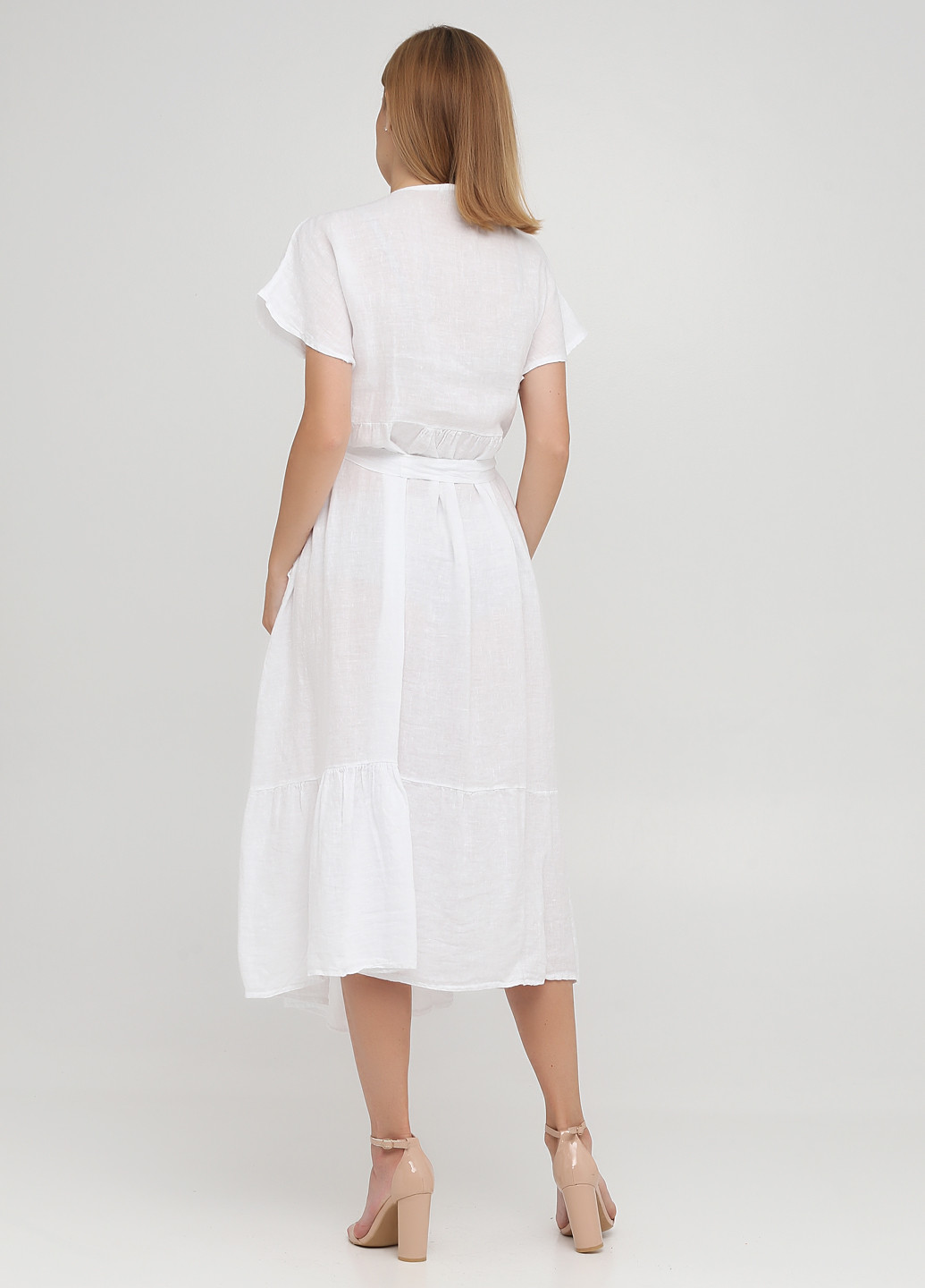 Белое кэжуал платье клеш Made in Italy однотонное