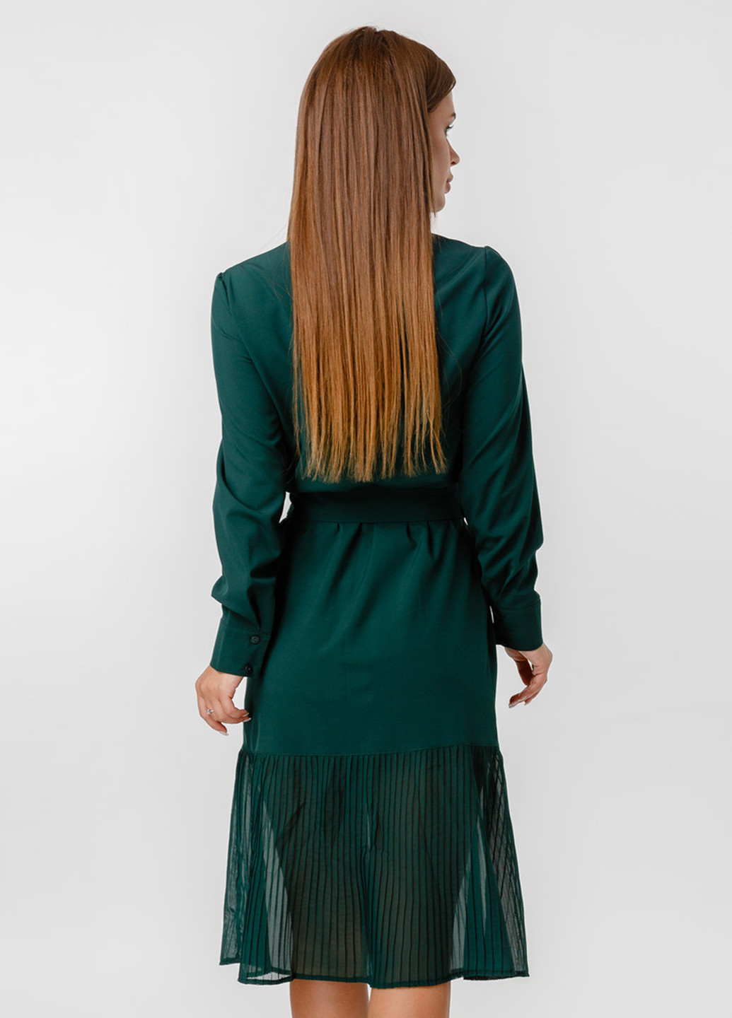 Зеленое кэжуал платье плиссированное Lilove однотонное