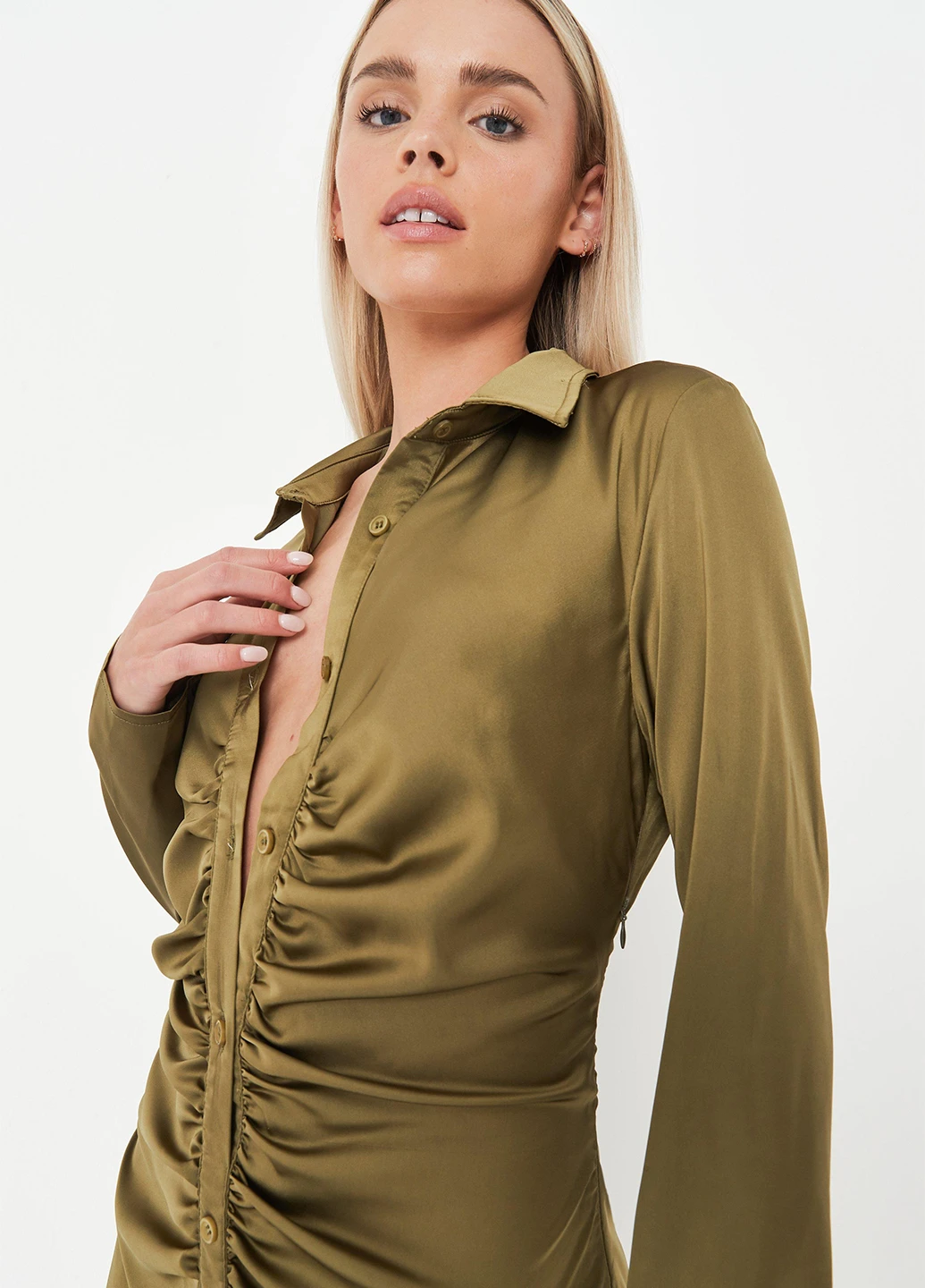Оливкова кежуал сукня сукня-сорочка Missguided однотонна