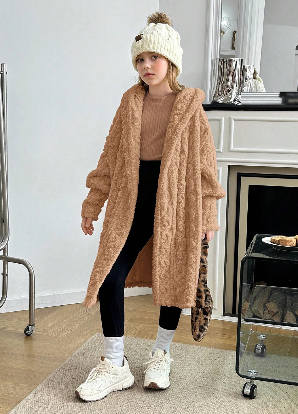 Темно-бежевая зимняя куртка SHEIN