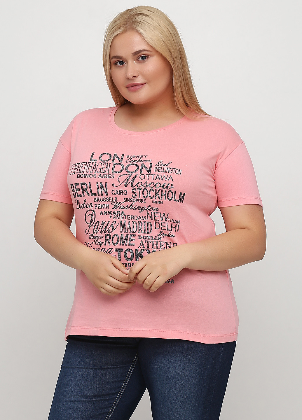 Светло-розовая летняя футболка London Look