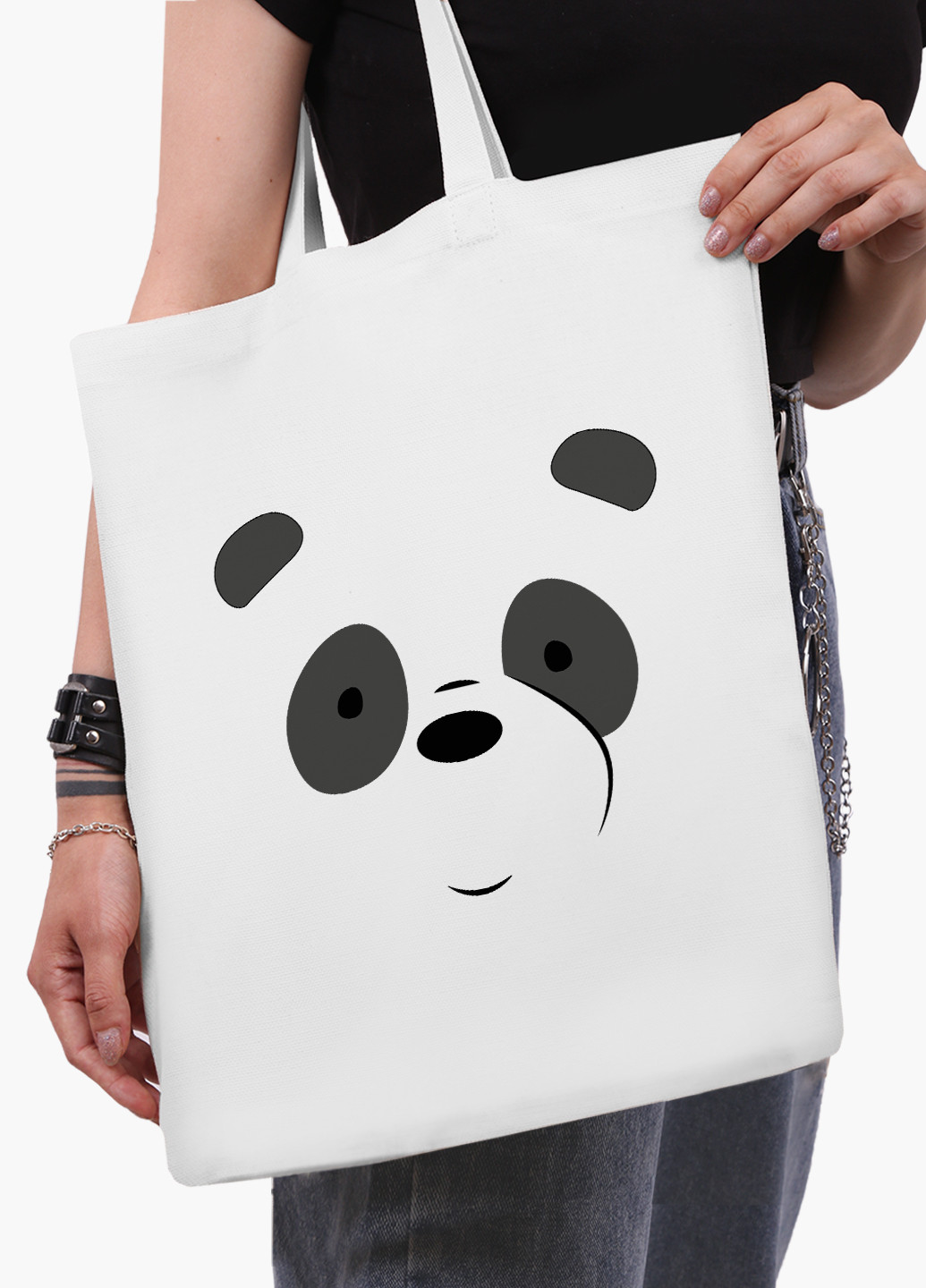 Еко сумка шоппер біла Панда Вся правда про ведмедів (We Bare Bears) (9227-2661-WT-2) екосумка шопер 41*35 см MobiPrint (219151270)