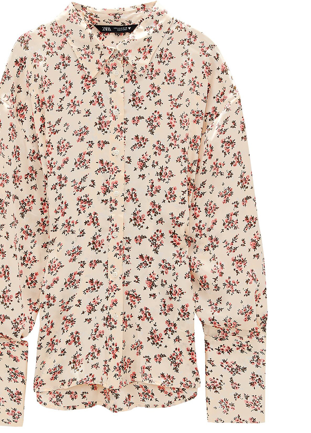 Светло-бежевая кэжуал рубашка с цветами Zara