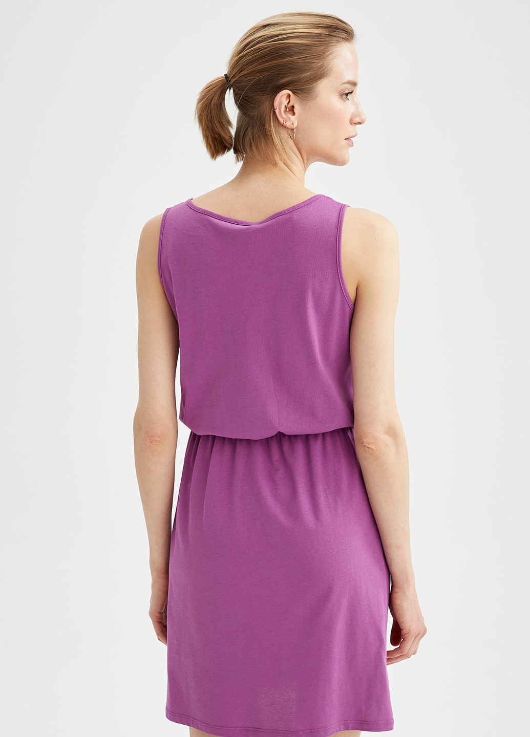 Фіолетова кежуал плаття, сукня кльош DeFacto