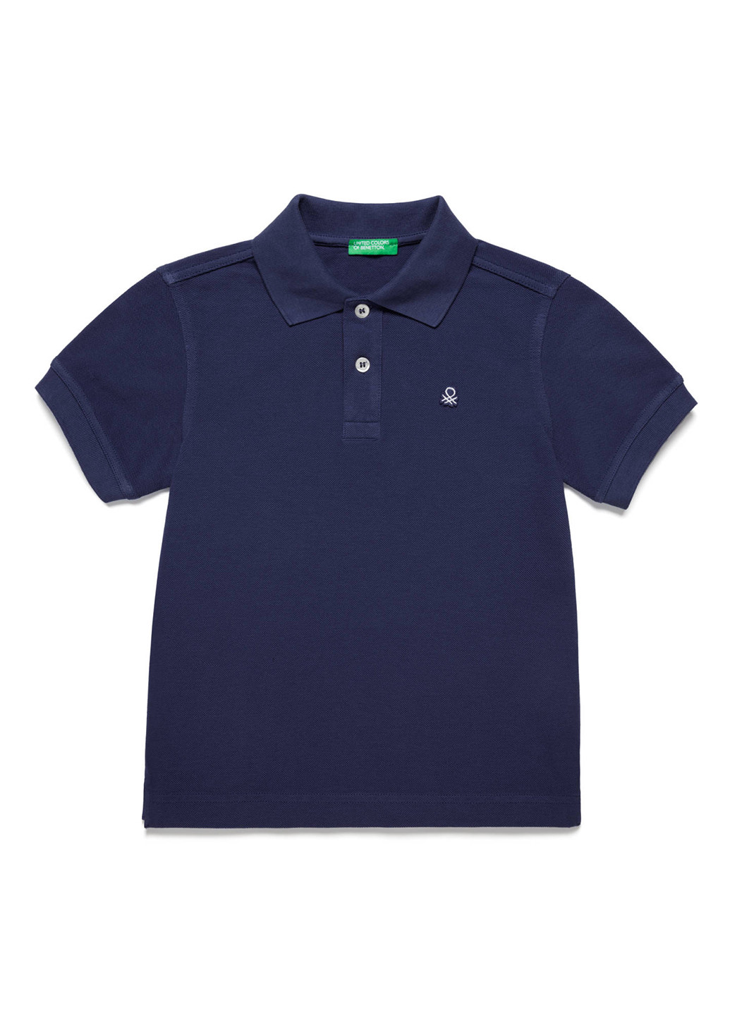 Темно-синяя детская футболка-поло для мальчика United Colors of Benetton однотонная