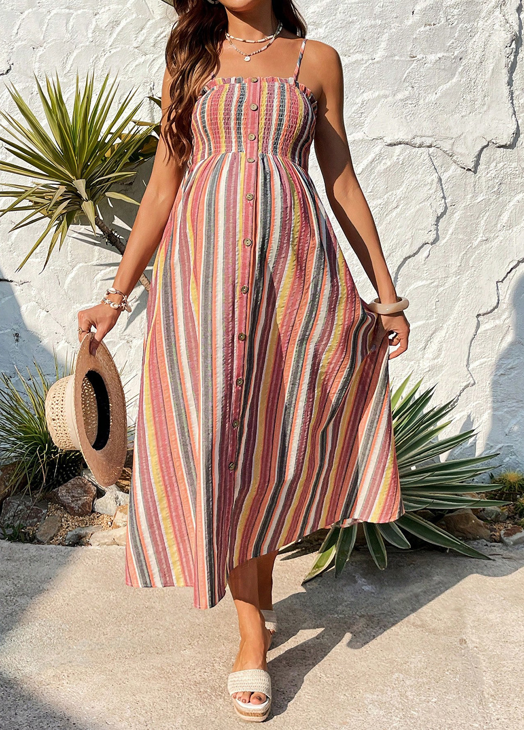 Комбінована кежуал сукня для вагітних а-силует SHEIN в смужку