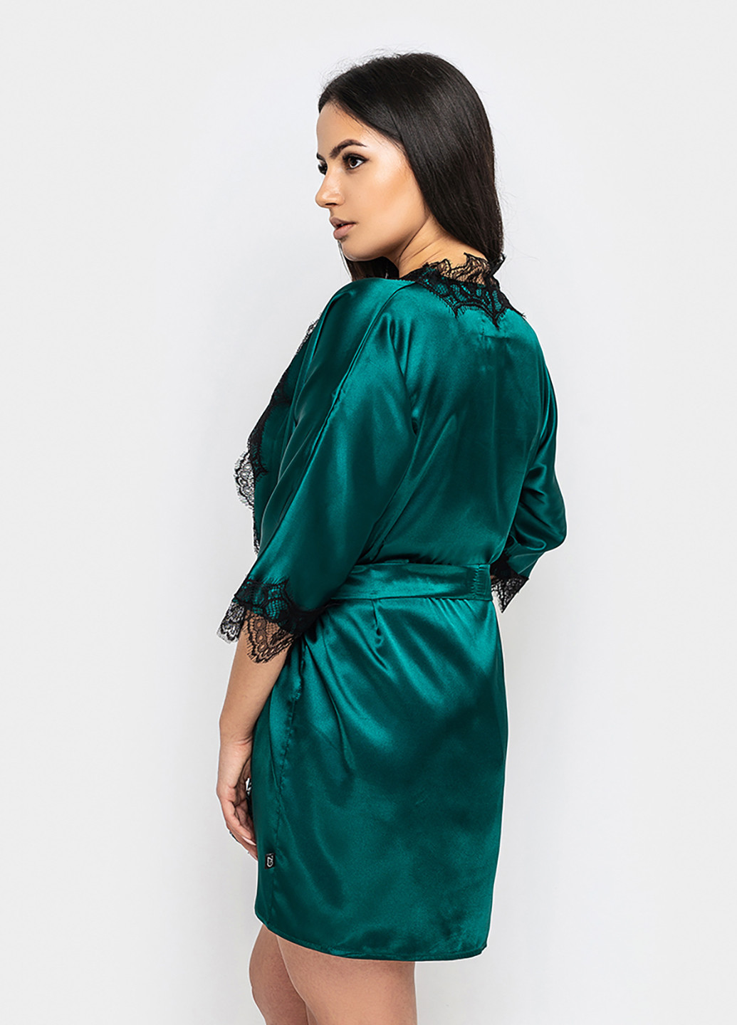 Зелений демісезонний комплект (халат, топ, шорти) Ghazel