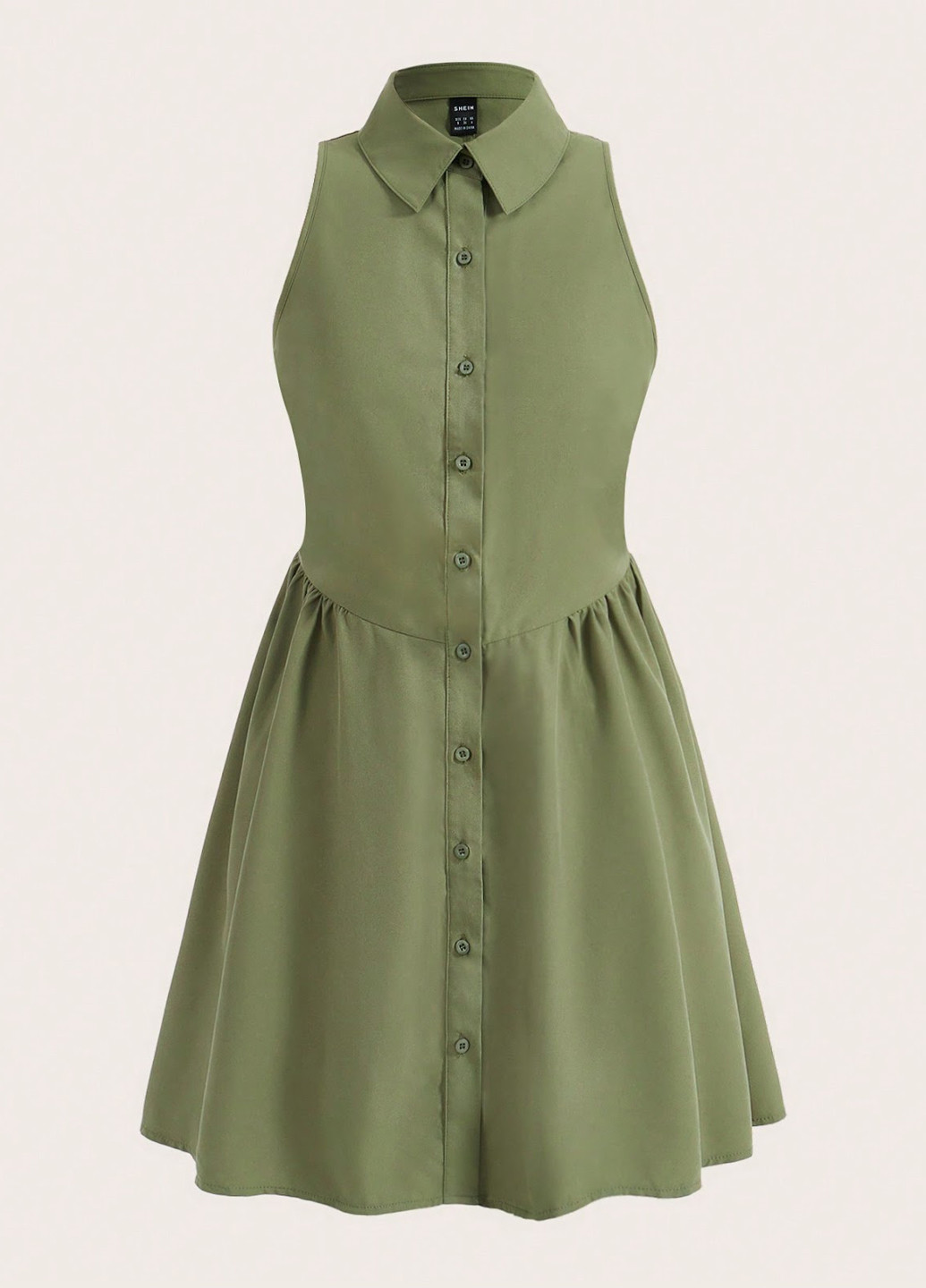 Светло-зеленое кэжуал платье рубашка SHEIN однотонное