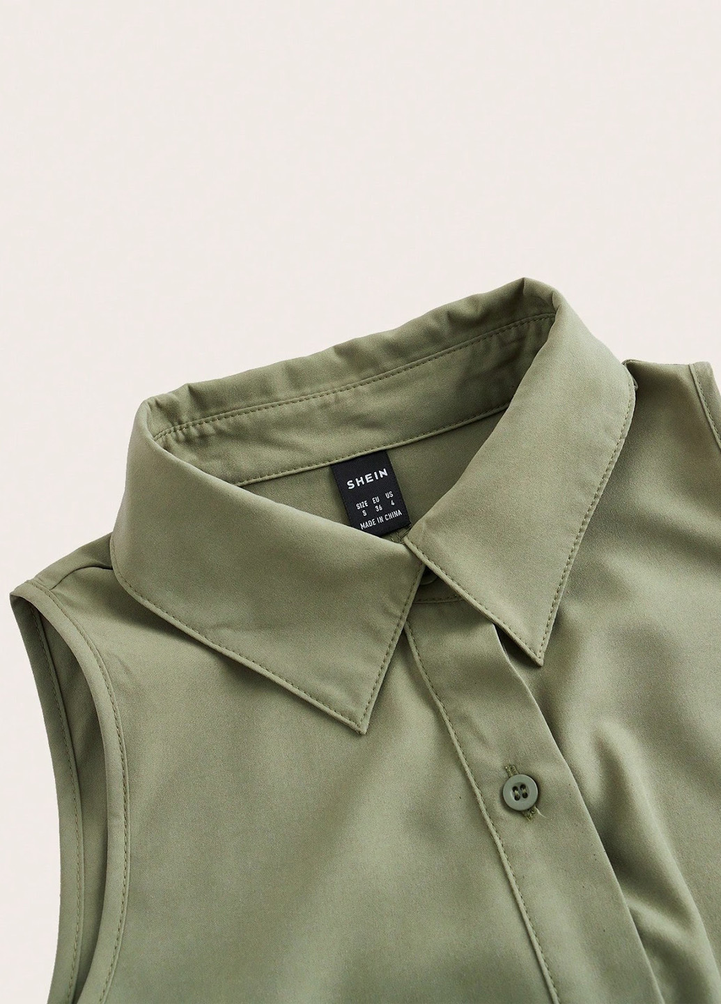 Светло-зеленое кэжуал платье рубашка SHEIN однотонное