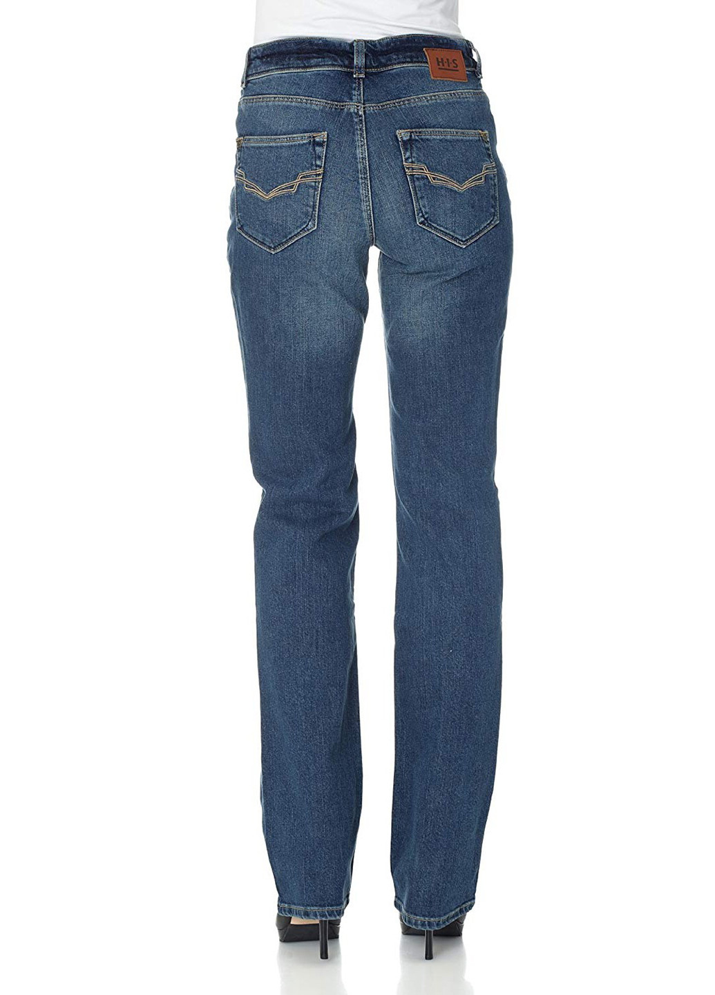 Джинси His Jeans прямі однотонні темно-сині джинсові