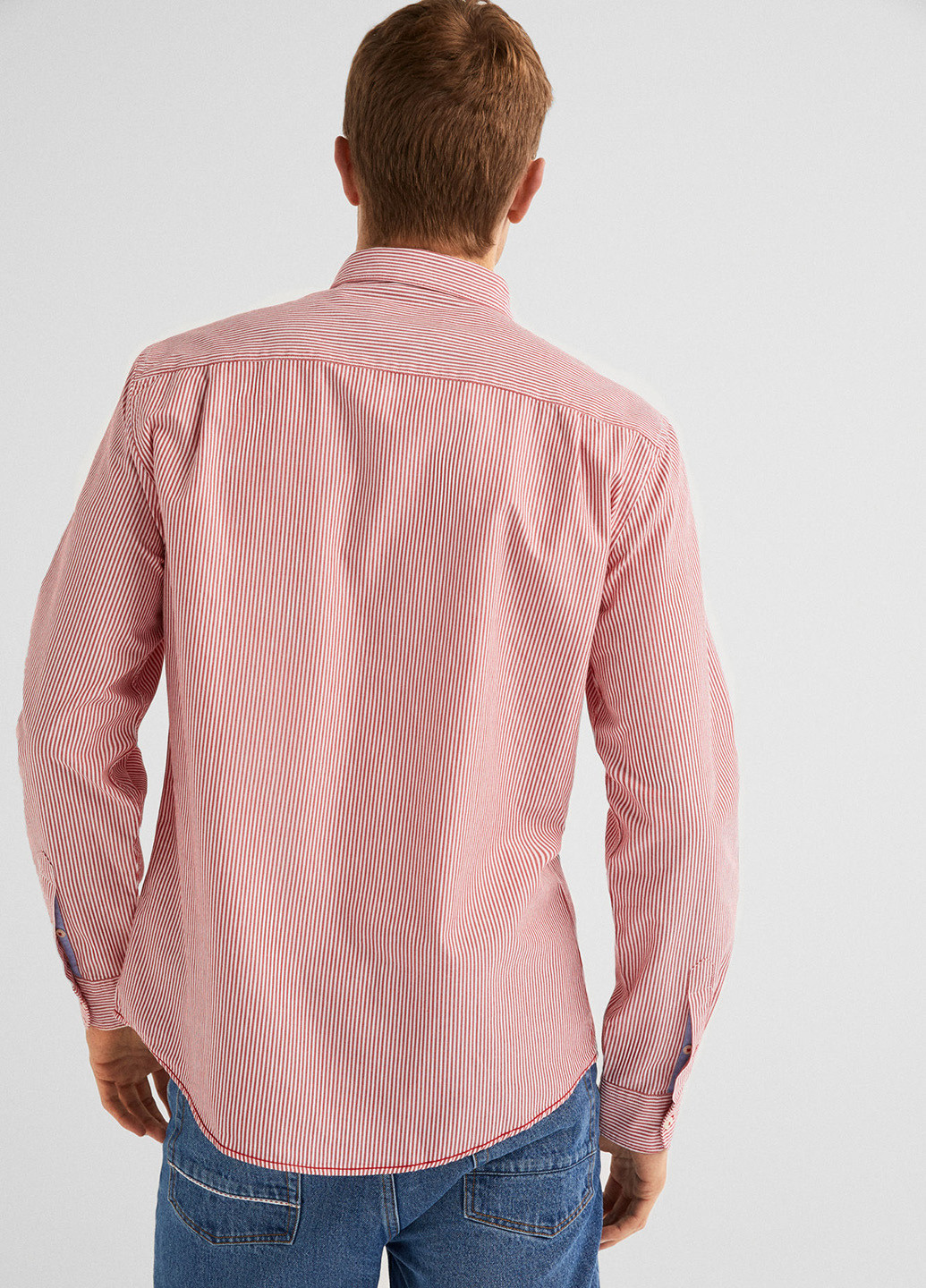 Розовая кэжуал рубашка в полоску Springfield с длинным рукавом