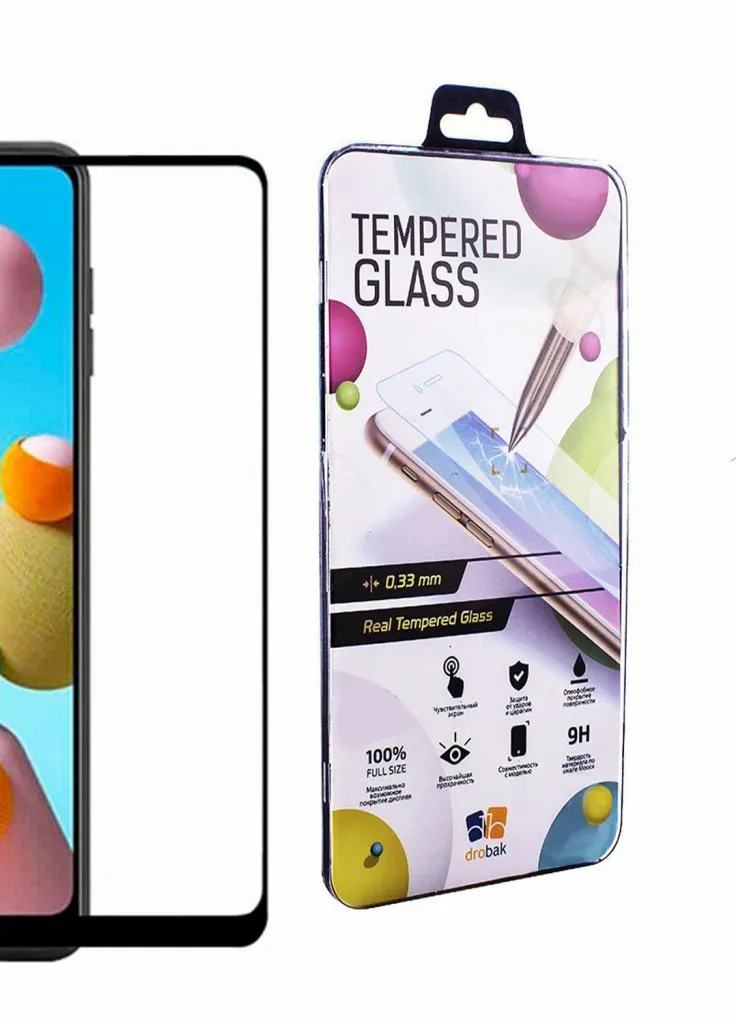 Скло захисне Samsung A21S (Black) (121277) (121277) Drobak (203960788)