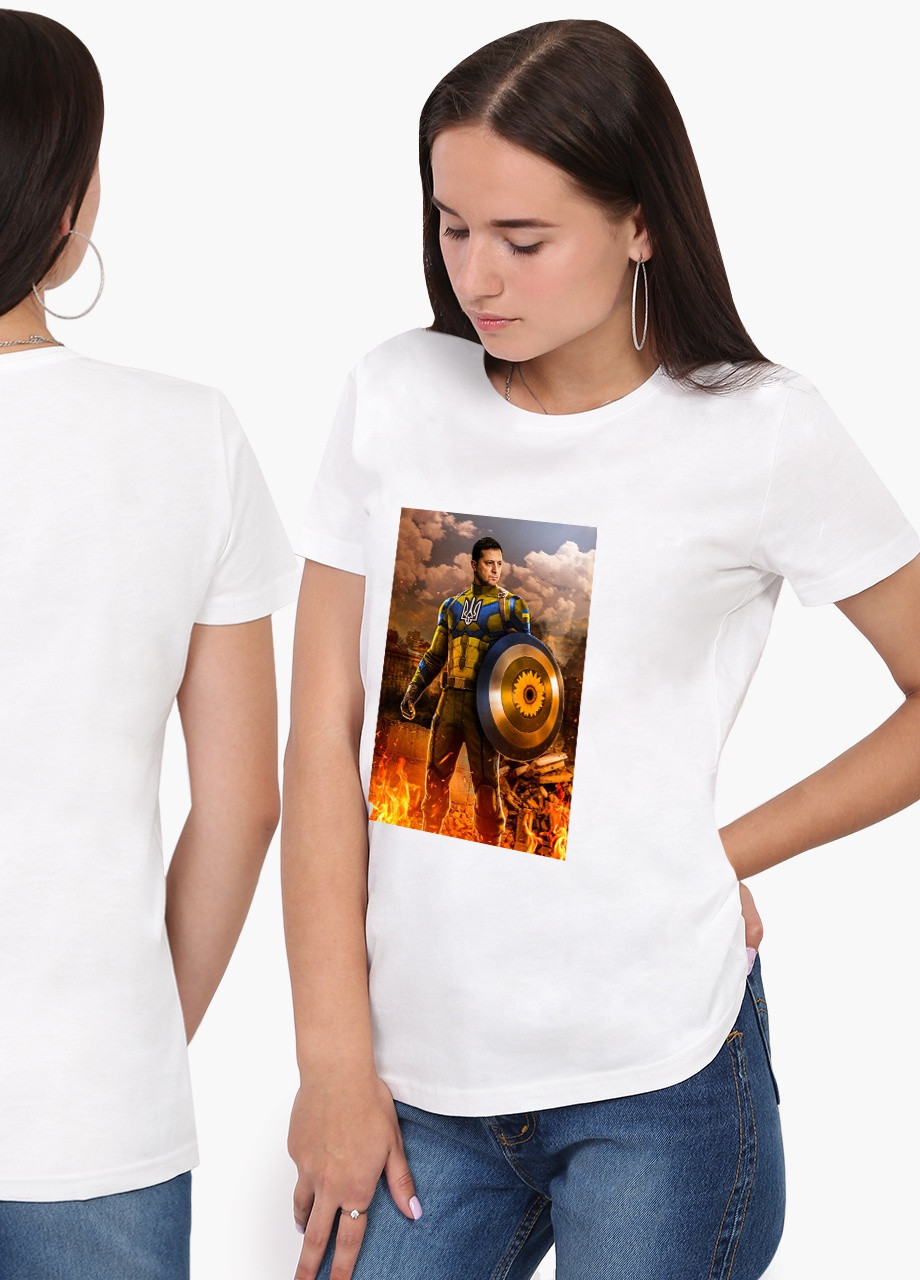Футболка жіноча Капітан Україна (Captain Ukraine) Білий (8976-3683) S MobiPrint - (252856514)