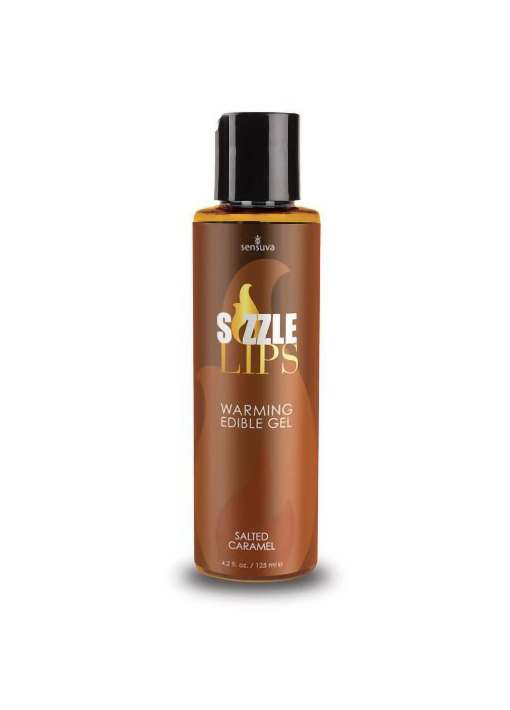 Согревающий массажный гель - Sizzle Lips Salted Caramel (125 мл), без сахара, съедобный Sensuva (254152114)
