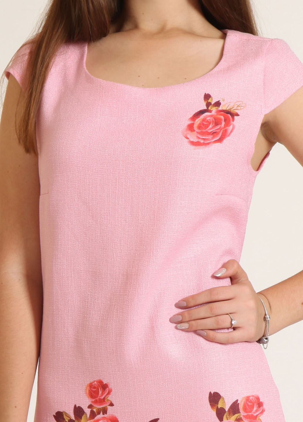 Розовое кэжуал платье платье-футболка New Fashion с цветочным принтом