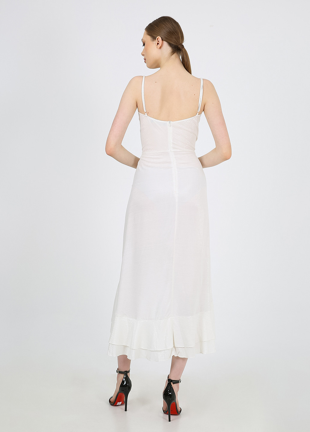 Светло-серое кэжуал платье на запах Casalini однотонное