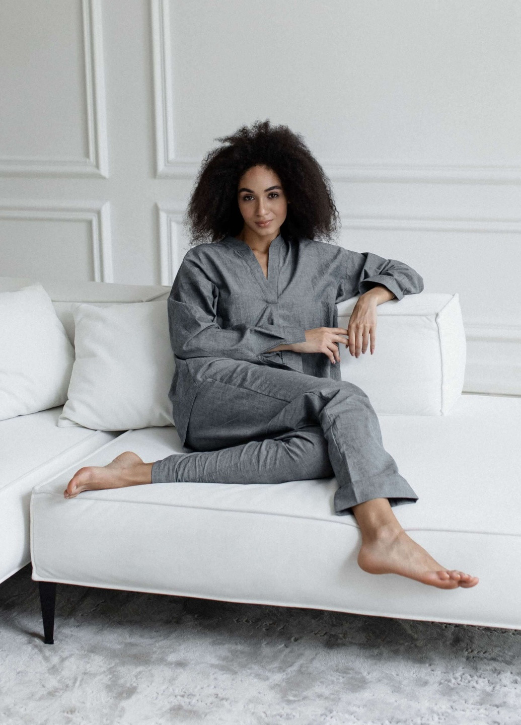 Серебряная всесезон пижама женская silver (l) рубашка + брюки Leglo