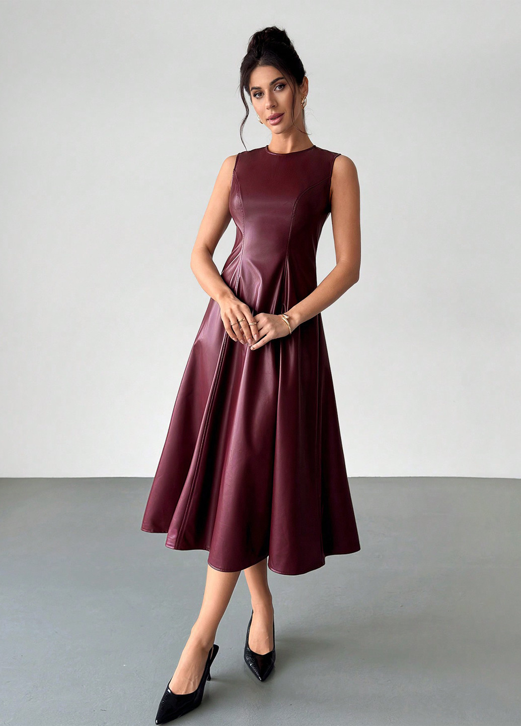 Темно-бордова кежуал сукня а-силует SHEIN однотонна