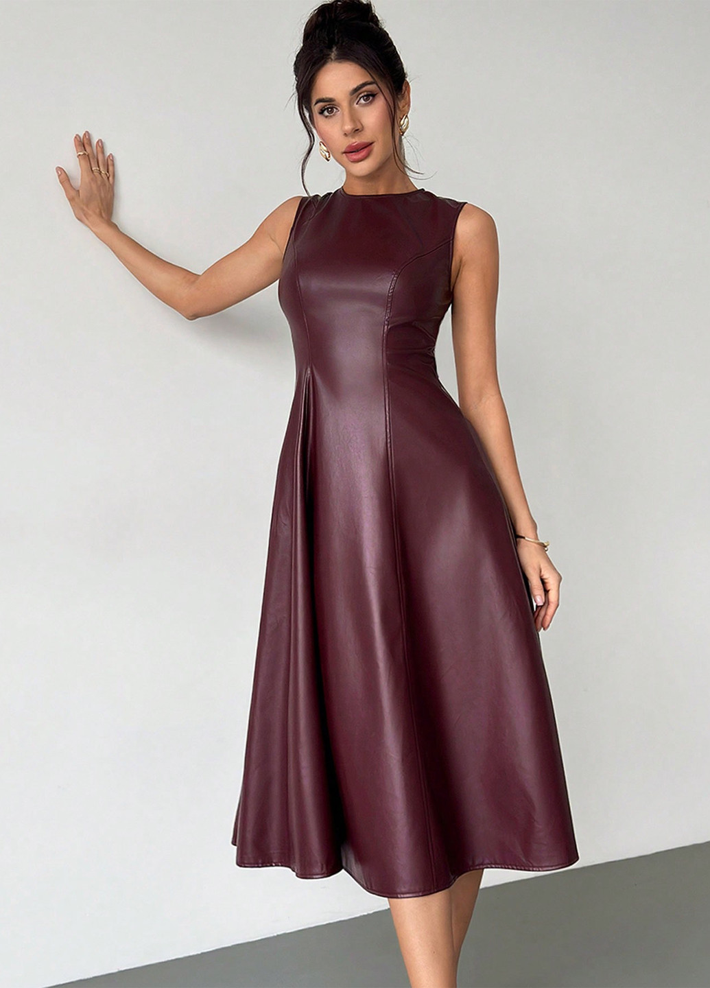 Темно-бордова кежуал сукня а-силует SHEIN однотонна