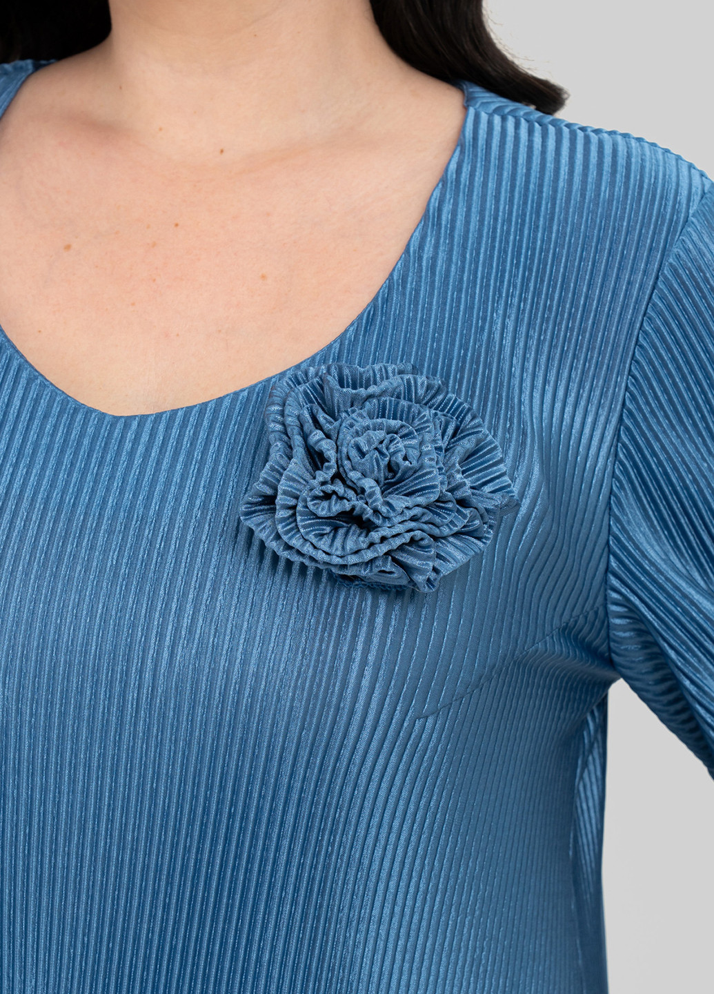 Светло-синее кэжуал платье клеш, плиссированное A'll Posa однотонное