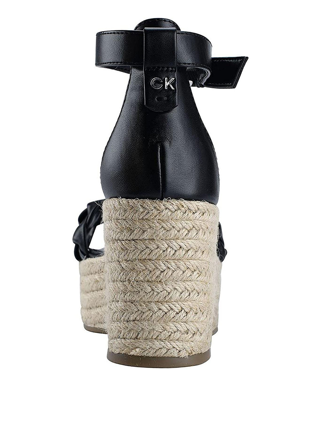 Черные босоножки Calvin Klein с ремешком на плетеной подошве, плетение