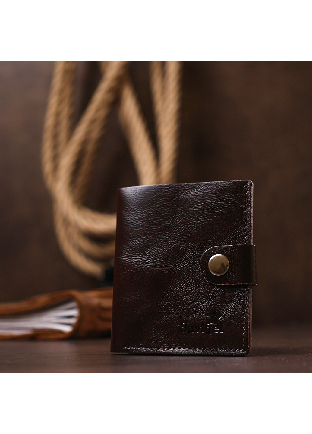 Мужское кожаное портмоне 9х10х1 см Shvigel (253491358)