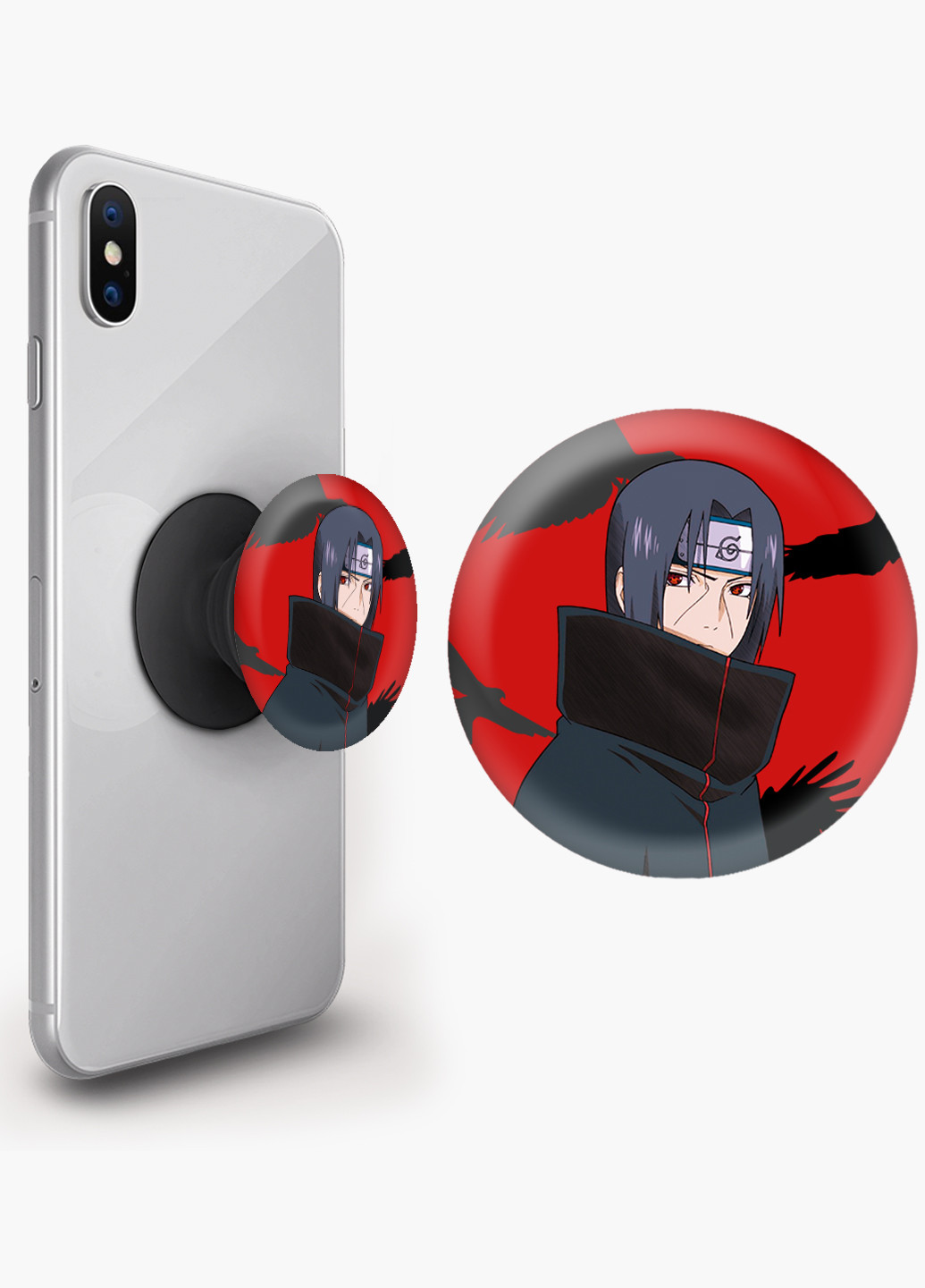 Попсокет (Popsockets) тримач для смартфону Ітачі Учіха (Itachi Uchiha) (8754-2821) Чорний MobiPrint (221548587)
