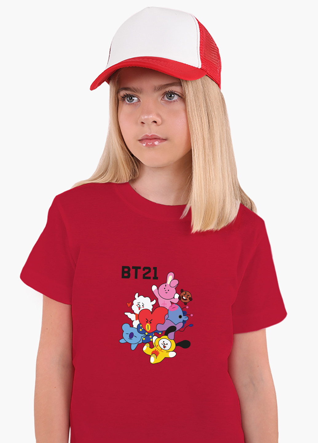 Красная демисезонная футболка детская бтс (bts)(9224-1166) MobiPrint