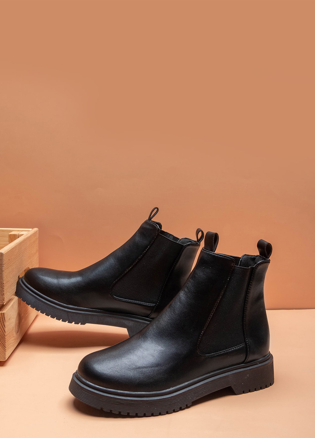 Осенние ботинки челси SHEIN без декора из искусственной кожи, из полиуретана