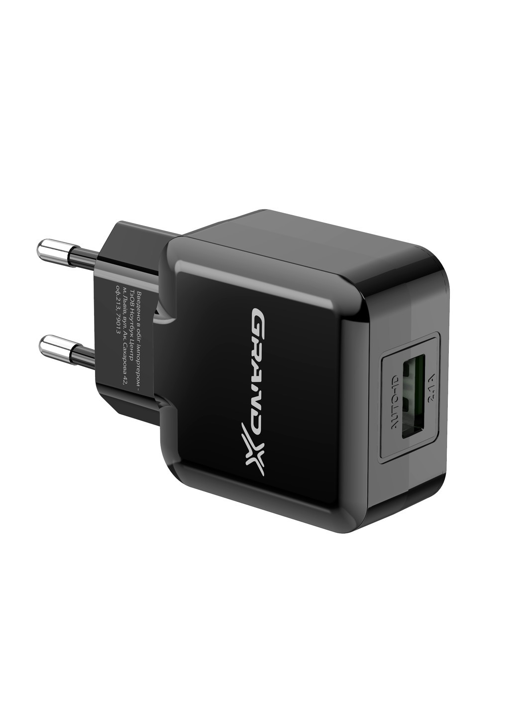 Зарядное устройство CH-03B USB 5V 2,1A Black с защитой от перегрузки Grand-X (253839121)